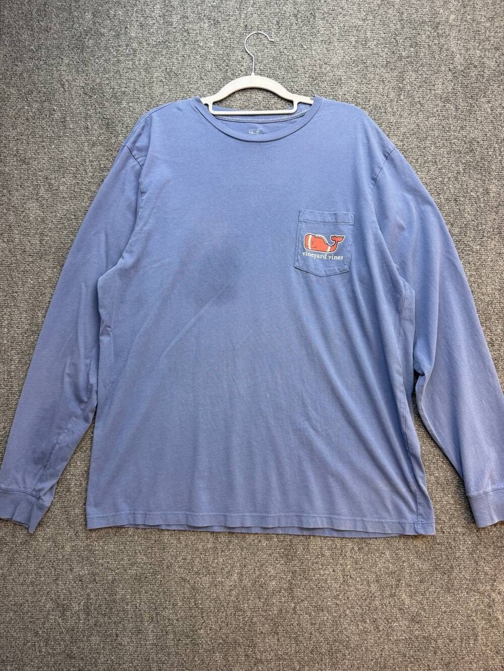 Vineyard Vines Men's L Blue Whale Logo Pocket Long Sleeve Cotton T-Shirt